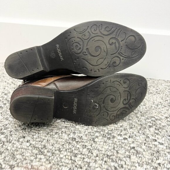 RUDSAK Montreal brown leather distressed buckle moto ankle boots 38 - Picture 7 of 13